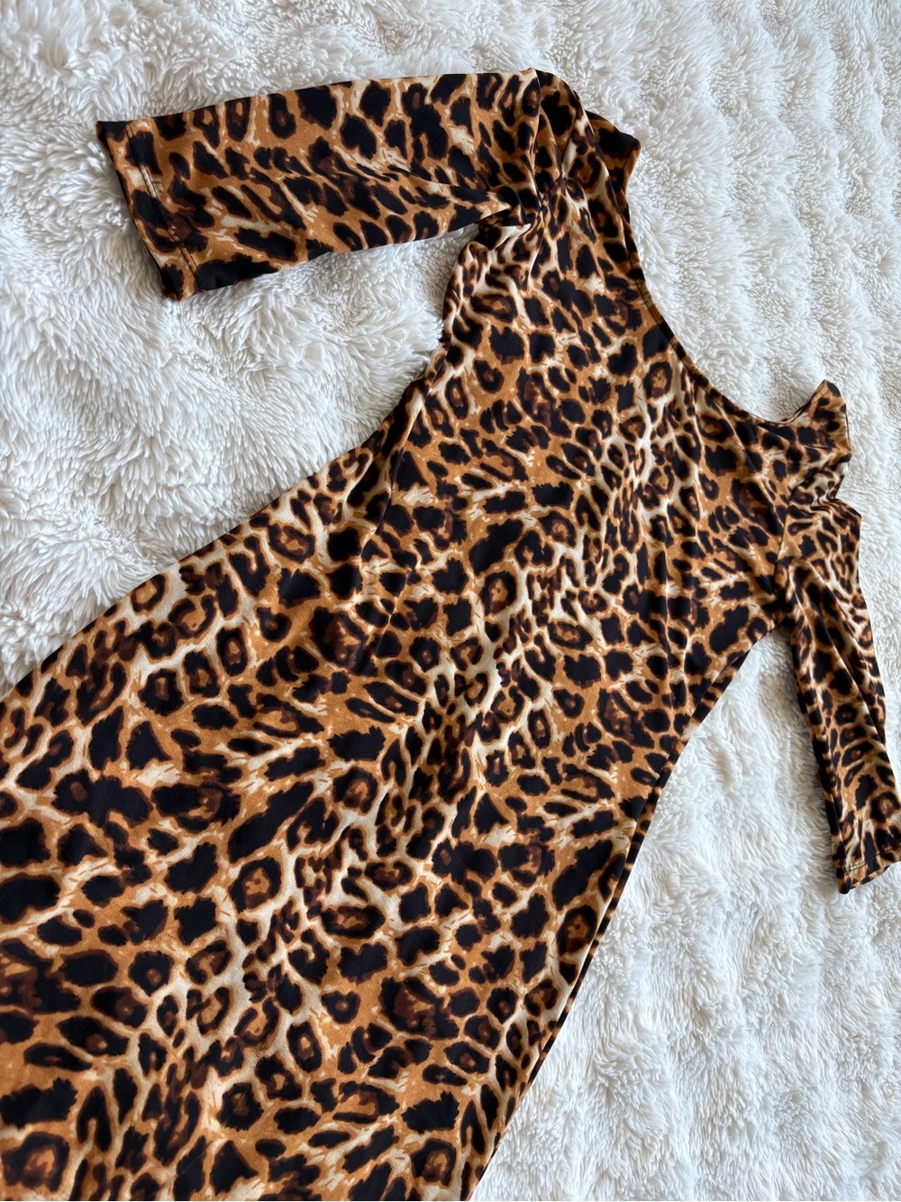 Leopard Print Bodycon Midi Dress - Brown Black - Picture 2 of 4